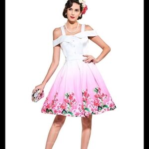 Vintage Foral Off-Shoulder Dress